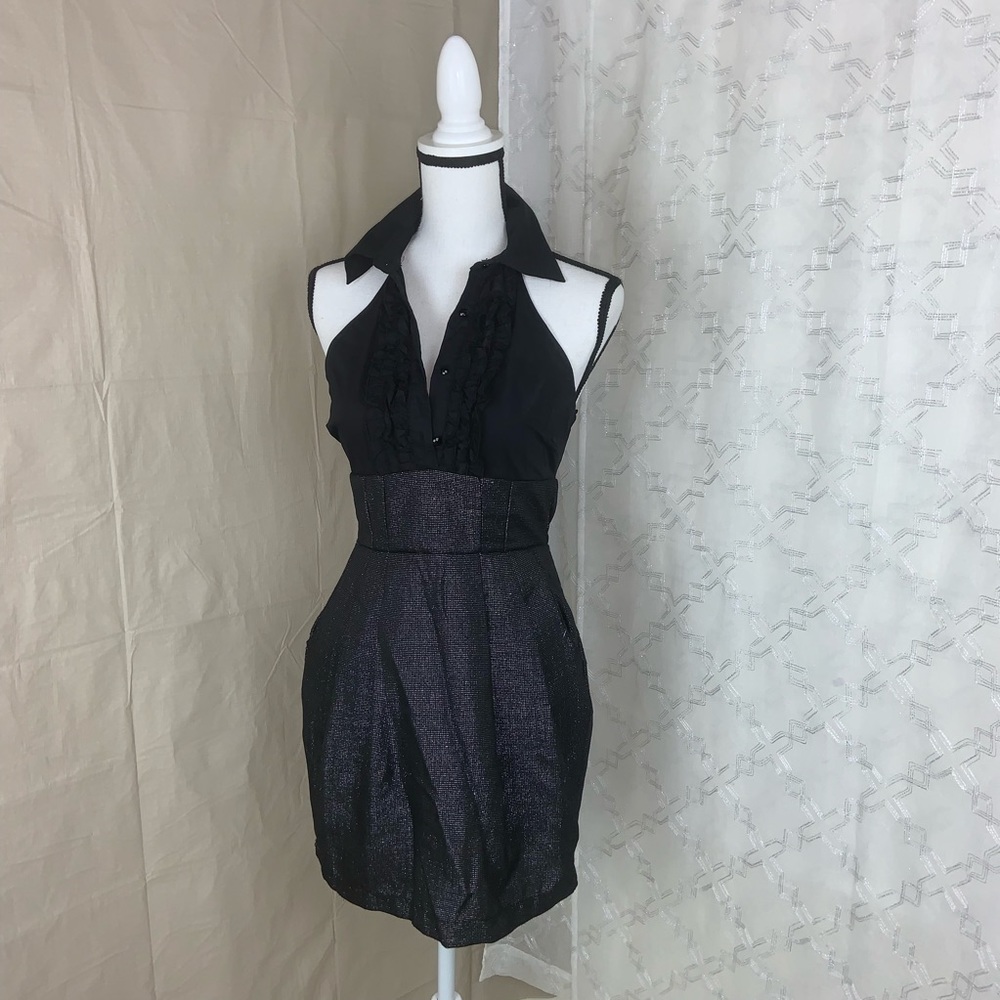 papaya dress chort halter strap neck-v